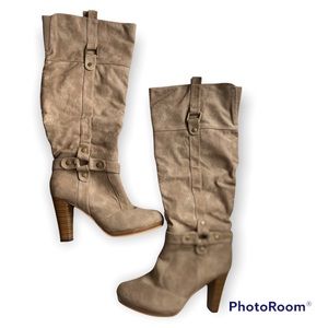 Tall Heeled boots Tan size 8